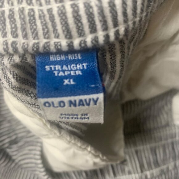 Old Navy High-Waisted Blue Striped Cropped Linen-Blend Tapered Pants Women’s XL - Picture 4 of 10